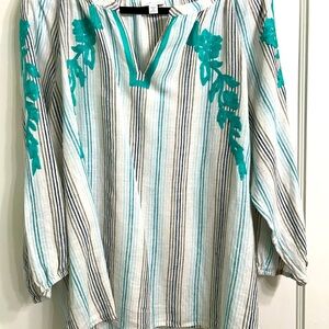 JJill 2XL embroidered linen top